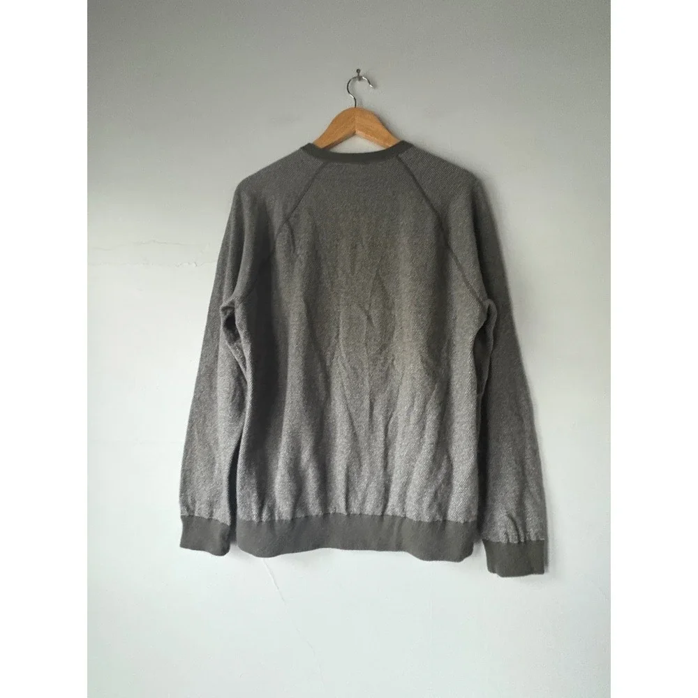Vince Mens Bird's‎ Eye Stitch Wool Cashmere Sweater Grey Large